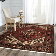 5x7 Rust, Ivory, Charcoal Color Hand Knotted Heriz Wool Traditional Oriental Rug