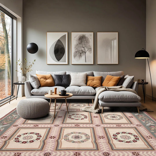 6x9 Beige Hand Woven 100% Wool French Needlepoint Aubusson Area rug