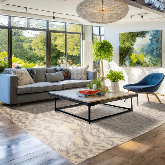 6' x 9' Hand Knotted Modern Abstract 100% Wool Area rug Beige