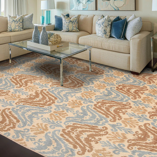 6' x 9' Ikat Design Area Rug Hand Knotted 100% Wool Beige