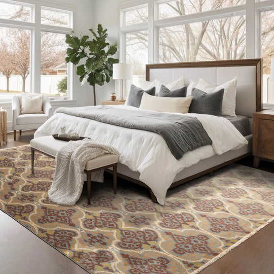 9' x 12' Hand knotted Eclectic Print Wool Full Pile Oriental Area Rug