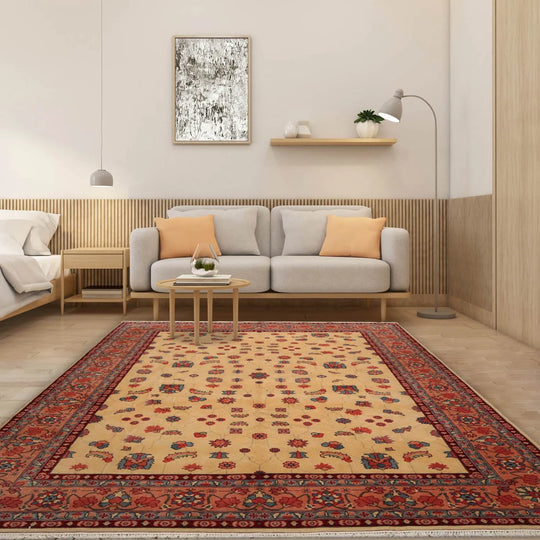 9’1" x 12’2" Hand Knotted Romanian Kashaan 100% Wool Oriental Area Rug Beige