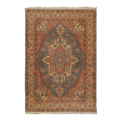 4x6 Gray, Ivory, Peach Color Hand Knotted Oriental Area Rug 100% Wool Traditional Oriental Rug