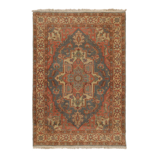 Oriental Area Rug Hand-Knotted 100% Wool Traditional Persian Romanian Tabriz (4'4"x6'1")