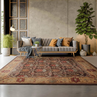 Multi Sizes Brown, Beige Hand-Tufted Arts & Craft 100% Wool Oriental Area Rug - Oriental Rug Of Houston