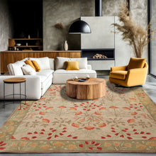 Multi Sizes Handmade Transitional Wool Botanical Floral Area Rug Beige