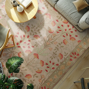 Multi Sizes Handmade Transitional Wool Botanical Floral Area Rug Beige