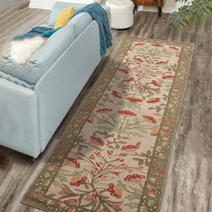 Multi Sizes Handmade Transitional Wool Botanical Floral Area Rug Beige