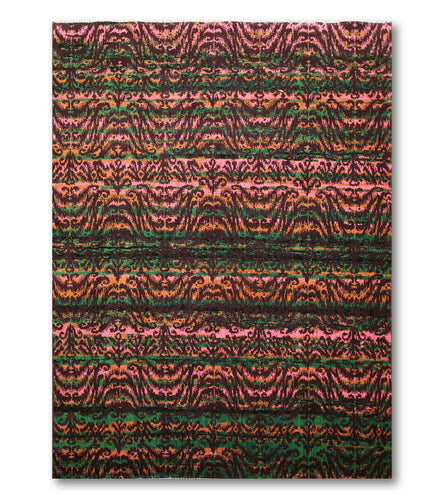 6x9 Pink, Green Hand knotted 100% Wool Modern Oriental Area Rug - Oriental Rug Of Houston