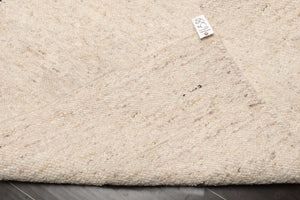LoomBloom 9'x12' Oat Meal Hand Woven Organic Flatweave Traditional Geometric Wool Oriental Area Rug