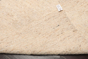 LoomBloom 9'x12' Oat Meal Hand Woven Organic Flatweave Traditional Geometric Wool Oriental Area Rug