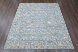 Multi Size Sky Blue Turquoise Beige Color Hand Tufted Handmade Wool Modern & Contemporary Oriental Rug