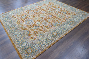 Multi Size Burnt Orange Light Yellow Turquoise Color Hand Tufted Handmade Wool Modern & Contemporary Oriental Rug