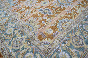 Multi Size Burnt Orange Light Yellow Turquoise Color Hand Tufted Handmade Wool Modern & Contemporary Oriental Rug