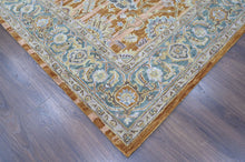 Multi Size Burnt Orange Light Yellow Turquoise Color Hand Tufted Handmade Wool Modern & Contemporary Oriental Rug
