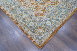 Multi Size Burnt Orange Light Yellow Turquoise Color Hand Tufted Handmade Wool Modern & Contemporary Oriental Rug