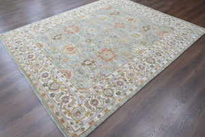Multi Size Mint Green Gray Burnt Orange Color Hand Tufted Handmade Wool Modern & Contemporary Oriental Rug