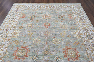 Multi Size Mint Green Gray Burnt Orange Color Hand Tufted Handmade Wool Modern & Contemporary Oriental Rug