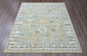 Multi Size Olive Green Aqua Burnt Orange Color Hand Tufted Handmade Wool Modern & Contemporary Oriental Rug