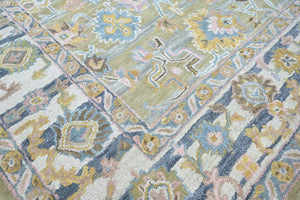 Multi Size Olive Green Aqua Burnt Orange Color Hand Tufted Handmade Wool Modern & Contemporary Oriental Rug