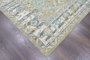 Multi Size Olive Green Aqua Burnt Orange Color Hand Tufted Handmade Wool Modern & Contemporary Oriental Rug