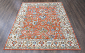 Multi Size Rust Burnt Orange Blue Color Hand Tufted Handmade Wool Modern & Contemporary Oriental Rug