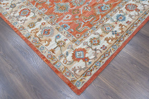 Multi Size Rust Burnt Orange Blue Color Hand Tufted Handmade Wool Modern & Contemporary Oriental Rug