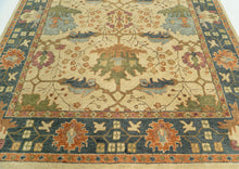 Multi Size Light Gold Blue Burnt Orange Color Hand Tufted  Wool  Oriental Rug