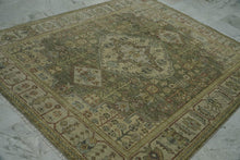 8x10 Green beige Brown Color Hand Knotted Oushak Wool Traditional Oriental Rug