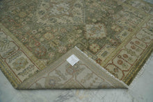 8x10 Green Beige Lime Color Hand Knotted Oushak Wool Traditional Oriental Rug
