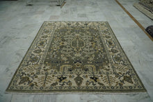 8x10 Sage Ivory Gold Color Hand Knotted Oushak Wool Traditional Oriental Rug