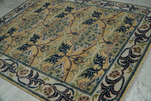 LoomBloom 8x10 Gold Hand Knotted William Morris Arts & Crafts Oushak Wool Oriental Area Rug - Oriental Rug Of Houston