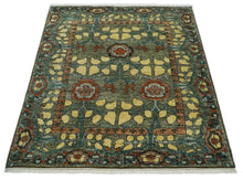 LoomBloom Multi Color Multi Size Hand Knotted Arts & Crafts/Mission Stained Glass Oushak Wool Oriental Area Rug