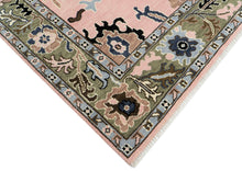 Multi Size Blush Sage Blue Color Hand Knotted Oushak Wool Traditional Oriental Rug