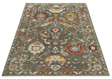 Multi Size Brown Ivory Gold Color Hand Knotted Oushak Wool Traditional Oriental Rug