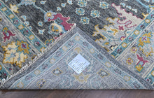 8x10 Gray, Beige, Aqua Color Hand Knotted Oushak Wool Arts and Crafts Oriental Rug
