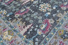 8x10 Gray, Beige, Aqua Color Hand Knotted Oushak Wool Arts and Crafts Oriental Rug