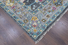8x10 Gray, Beige, Aqua Color Hand Knotted Oushak Wool Arts and Crafts Oriental Rug