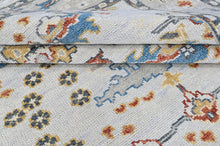 8x10 Ivory, Gray, Gold Color Hand Knotted Oushak Wool Transitional Oriental Rug