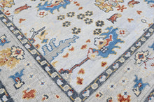 8x10 Ivory, Gray, Gold Color Hand Knotted Oushak Wool Transitional Oriental Rug