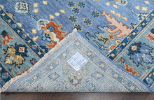 8x10 Blue, Aqua, Burnt Orange Color Hand Knotted Oushak Wool Arts and Crafts Oriental Rug