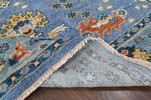 8x10 Blue, Aqua, Burnt Orange Color Hand Knotted Oushak Wool Arts and Crafts Oriental Rug