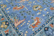 8x10 Blue, Aqua, Burnt Orange Color Hand Knotted Oushak Wool Arts and Crafts Oriental Rug