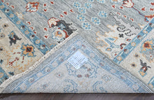 8x10 Gray, Beige, Aqua Color Hand Knotted Oushak Wool Transitional Oriental Rug