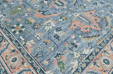 8x10 Blue, Blush, Green Color Hand Knotted Oushak Wool Arts and Crafts Oriental Rug