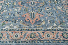 8x10 Blue, Blush, Green Color Hand Knotted Oushak Wool Arts and Crafts Oriental Rug