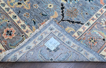 8x10 Blue, Gray, Gold Color Hand Knotted Oushak Wool Arts and Crafts Oriental Rug