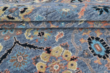 8x10 Blue, Gray, Gold Color Hand Knotted Oushak Wool Arts and Crafts Oriental Rug