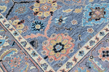 8x10 Blue, Gray, Gold Color Hand Knotted Oushak Wool Arts and Crafts Oriental Rug