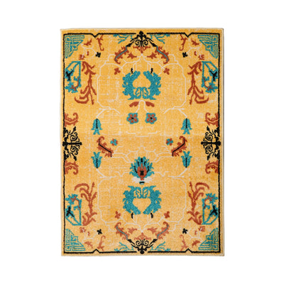 Multi Size Beige, Aqua Machine-Made Polypropylene Cavalier Design Traditional Persian Oriental Area Rug - Oriental Rug Of Houston